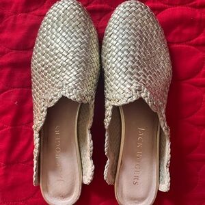 Jack Rogers platinum mules